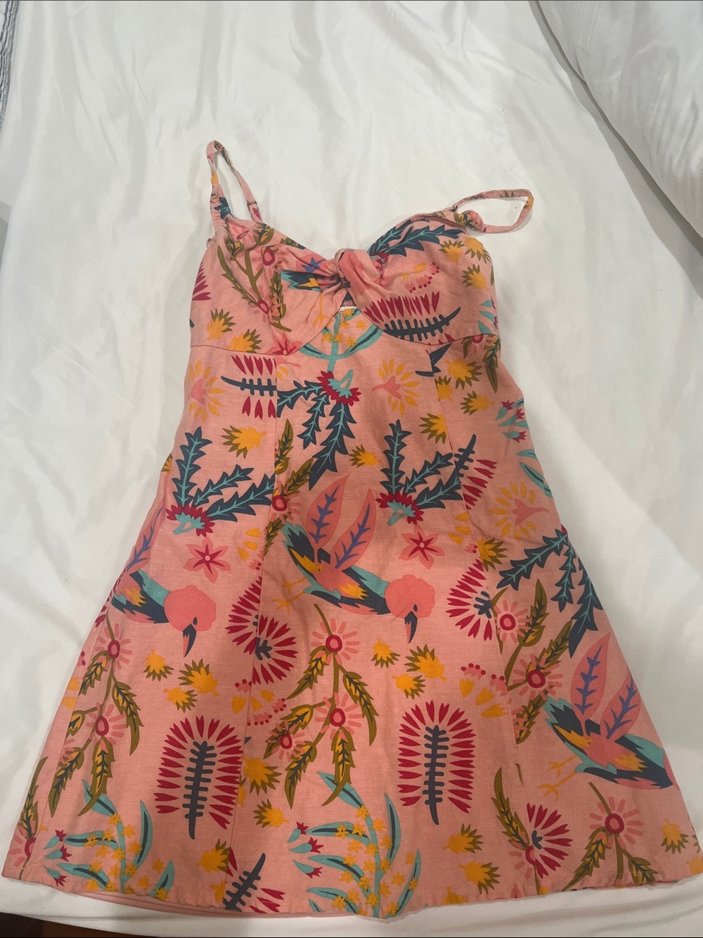 Jessica Simpson Small Pink Tropical Bird Print Sundress